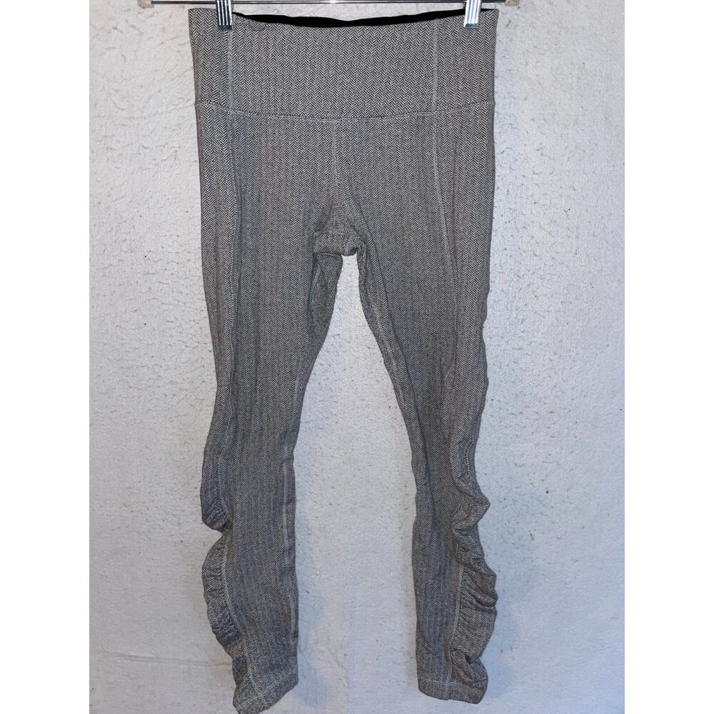 Lululemon leggings sz 6 Women's Fleece Gray Wunder Under Pants Ghost Herringbone